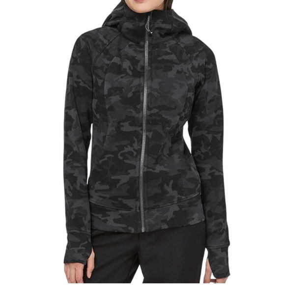 Lululemon Scuba Hoodie Size 4 Cotton Fleece Incognito Camo Multi Grey Jacket - Picture 4 of 16